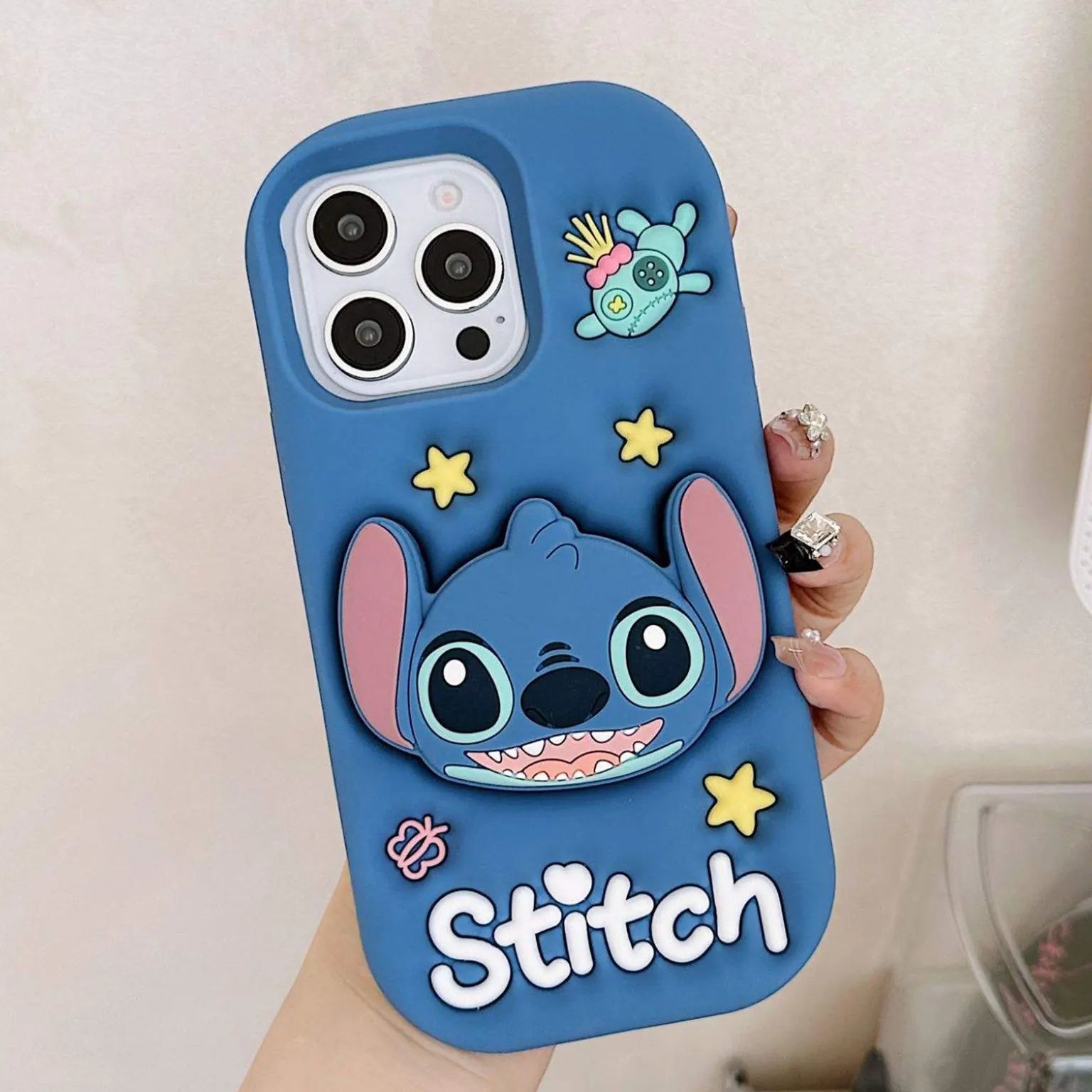 3D Cute Cartoon Character Scalable Holder Soft Silicone Case for iPhone 14