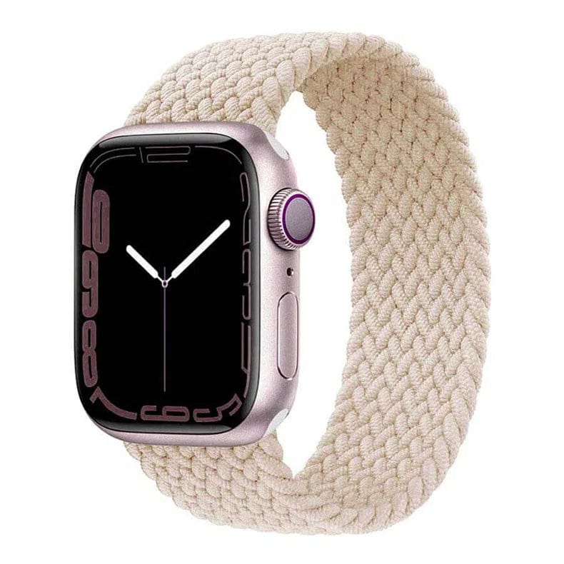 Braided Solo Elastic Sport Loop Watch Band for iWatch 38mm | 40mm | 41mm | 42mm Series 10 - Small / Cream - Ktusu