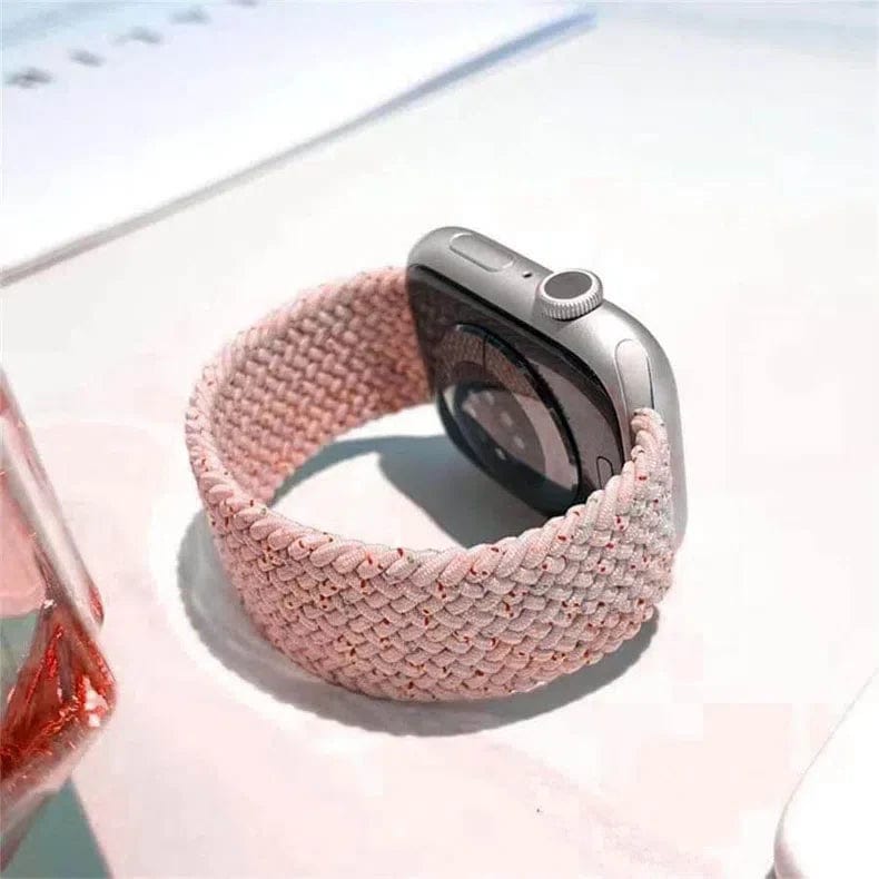 Braided Solo Elastic Sport Loop Watch Band for iWatch 38mm | 40mm | 41mm | 42mm Series 10 - Small / Pink Multicolor - Ktusu