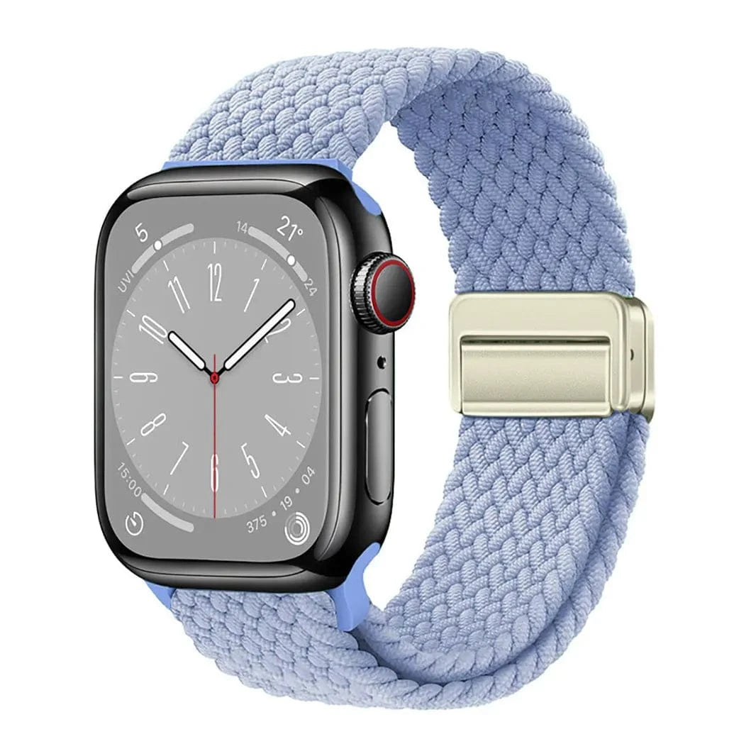 Braided Adjuctable Magnetic Buckle Elastic Sport Watch Band for Apple Watch 38mm | 40mm | 41mm | 42mm Series 10 / Solid / Sky Blue - Ktusu