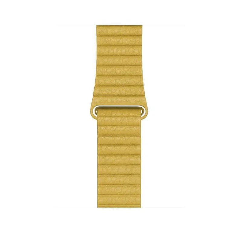 Leather Texture Magnetic Loop Watch Band for iWatch 38mm | 40mm | 41mm | 42mm Series 10 / Yellow - Ktusu