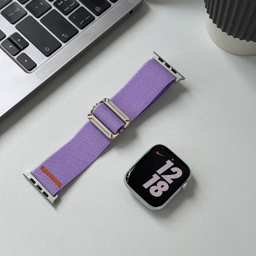 Nylon Stretchy Adjustable Elastic Woven Straps for Apple Watch 42mm | 44mm | 45mm | Ultra 49mm | 46mm / Lavender - Ktusu