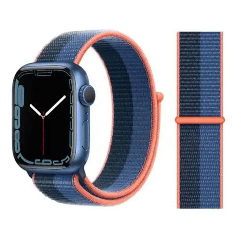 Nylon Velcro Sport Loop Watch Band for iWatch 42mm | 44mm | 45mm | Ultra 49mm | 46mm Series 10 / Abyss Blue - Ktusu