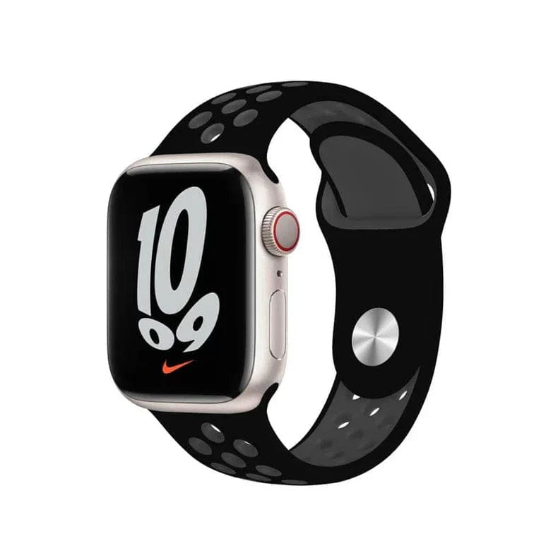 Nike Silicone Soft Watch Band for iWatch 42mm | 44mm | 45mm | Ultra 49mm | 46mm Series 10 / Black Grey - Ktusu