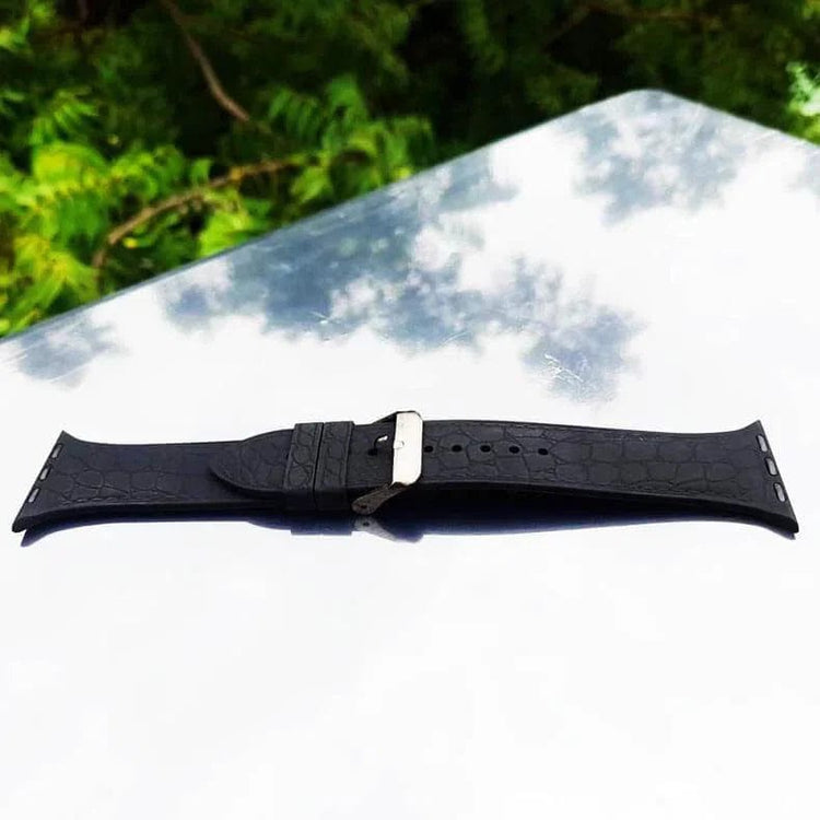 Crocodile Texture Silicone Soft Watch Band for iWatch 42mm | 44mm | 45mm | Ultra 49mm | 46mm Series 10 / Black - Ktusu