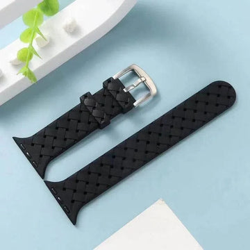 Braided Weave Breathable Soft Silicone Watch Band for iWatch 42mm | 44mm | 45mm | Ultra 49mm | 46mm Series 10 / Black - Ktusu