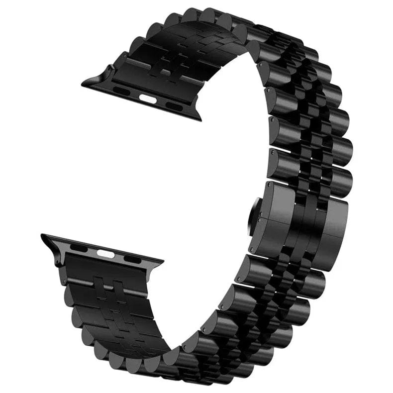 New Stainless Steel Metal Link Bracelet Chain Watch Band for iWatch 42mm | 44mm | 45mm | Ultra 49mm | 46mm Series 10 / Black - Ktusu