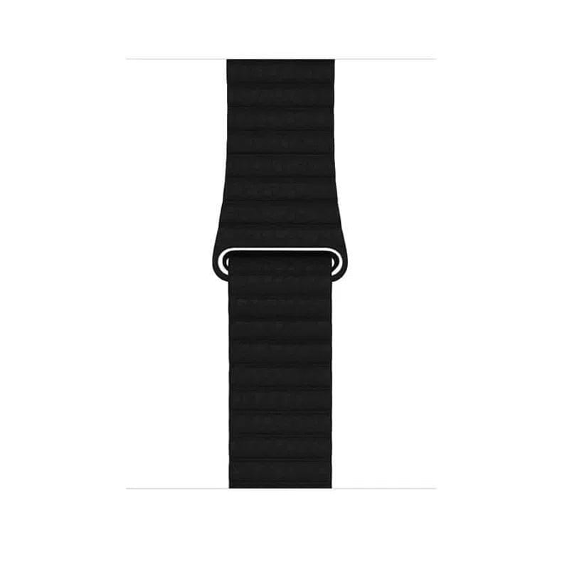 Leather Texture Magnetic Loop Watch Band for iWatch 42mm | 44mm | 45mm | Ultra 49mm | 46mm Series 10 / Black - Ktusu