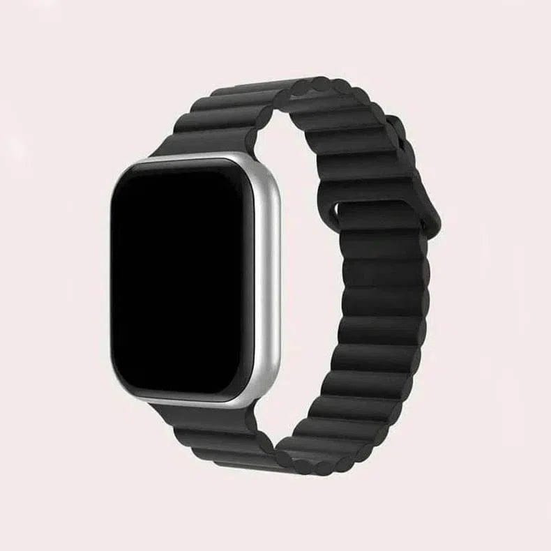 Silicone Magnetic Watch Band for iWatch 42mm | 44mm | 45mm | Ultra 49mm | 46mm Series 10 / Black - Ktusu