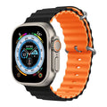 Dual Color Ocean Silicone Soft Sport Watch Band for iWatch 42mm | 44mm | 45mm | Ultra 49mm | 46mm Series 10 / Black Orange - Ktusu