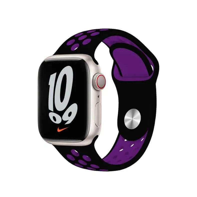 Nike Silicone Soft Watch Band for iWatch 42mm | 44mm | 45mm | Ultra 49mm | 46mm Series 10 / Black Purple - Ktusu