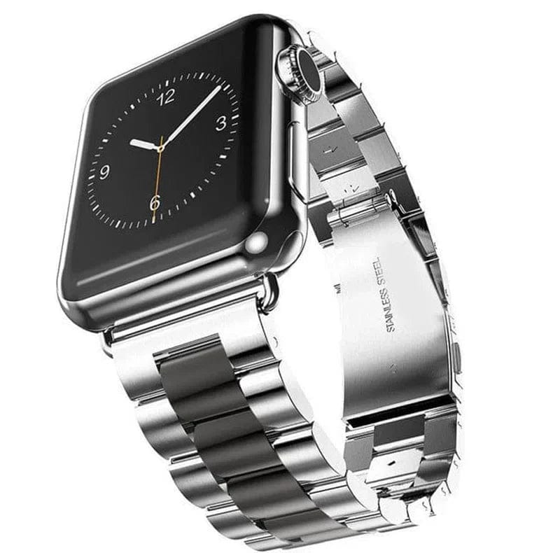 Stainless Steel Metal Link Bracelet Watch Band for iWatch 42mm | 44mm | 45mm | Ultra 49mm | 46mm Series 10 / Black Silver - Ktusu