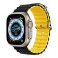 Dual Color Ocean Silicone Soft Sport Watch Band for iWatch 42mm | 44mm | 45mm | Ultra 49mm | 46mm Series 10 / Black Yellow - Ktusu