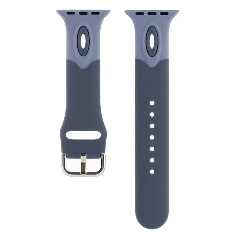 Dual Color Silicone Sport Watch Band for iWatch 42mm | 44mm | 45mm | Ultra 49mm | 46mm Series 10 / Bluish Grey - Ktusu