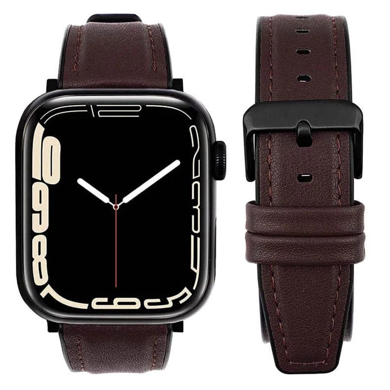 Leather Texture Silicone Rubber Sports Watch Band for iWatch 42mm | 44mm | 45mm | Ultra 49mm | 46mm Series 10 / Coco Brown - Ktusu