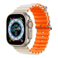 Dual Color Ocean Silicone Soft Sport Watch Band for iWatch 42mm | 44mm | 45mm | Ultra 49mm | 46mm Series 10 / Cream Orange - Ktusu