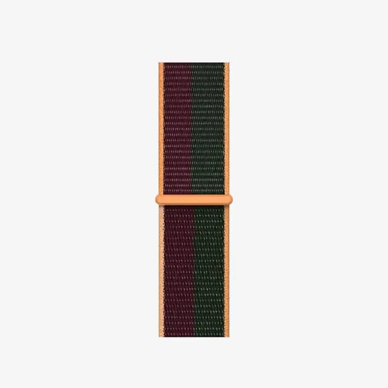 Nylon Velcro Sport Loop Watch Band for iWatch 42mm | 44mm | 45mm | Ultra 49mm | 46mm Series 10 / Dark Cherry Green - Ktusu