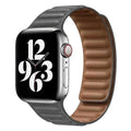 Leather Texture Magnetic Link Watch Band for iWatch 42mm | 44mm | 45mm | Ultra 49mm | 46mm Series 10 / Dark Grey - Ktusu