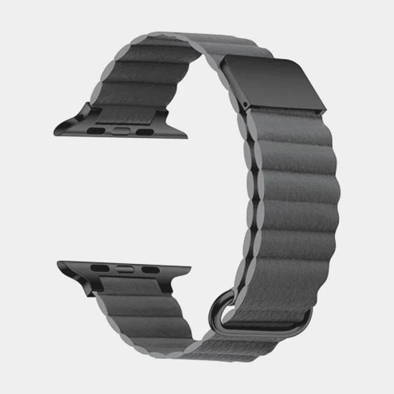 Magnetic Leather Texture Watch Band for iWatch 42mm | 44mm | 45mm | Ultra 49mm | 46mm Series 10 / Dark Grey - Ktusu