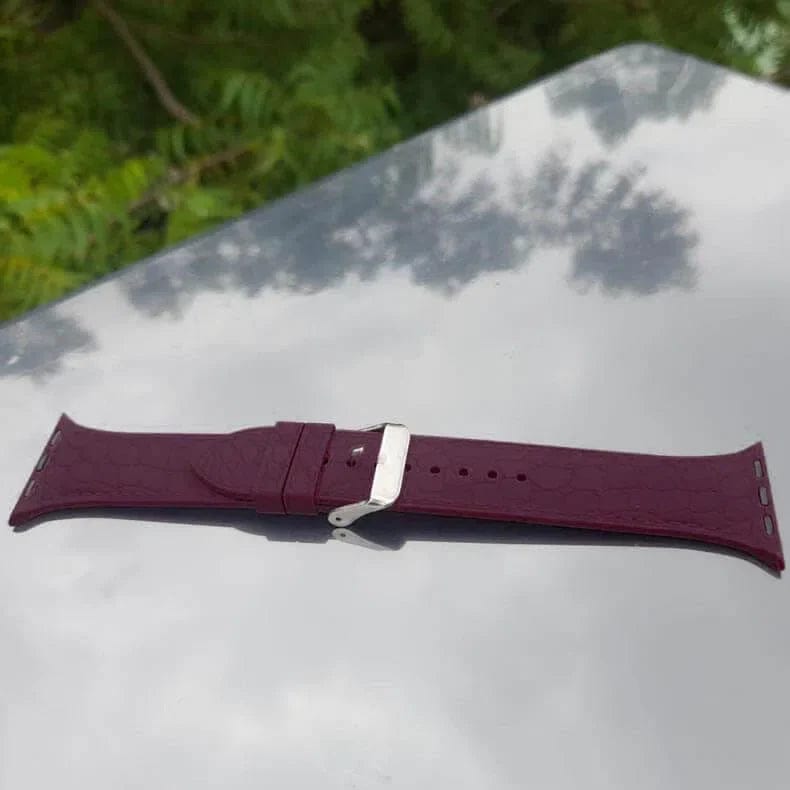 Crocodile Texture Silicone Soft Watch Band for iWatch 42mm | 44mm | 45mm | Ultra 49mm | 46mm Series 10 / Deep Purple - Ktusu