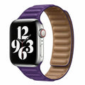 Leather Texture Magnetic Link Watch Band for iWatch 42mm | 44mm | 45mm | Ultra 49mm | 46mm Series 10 / Deep Purple - Ktusu