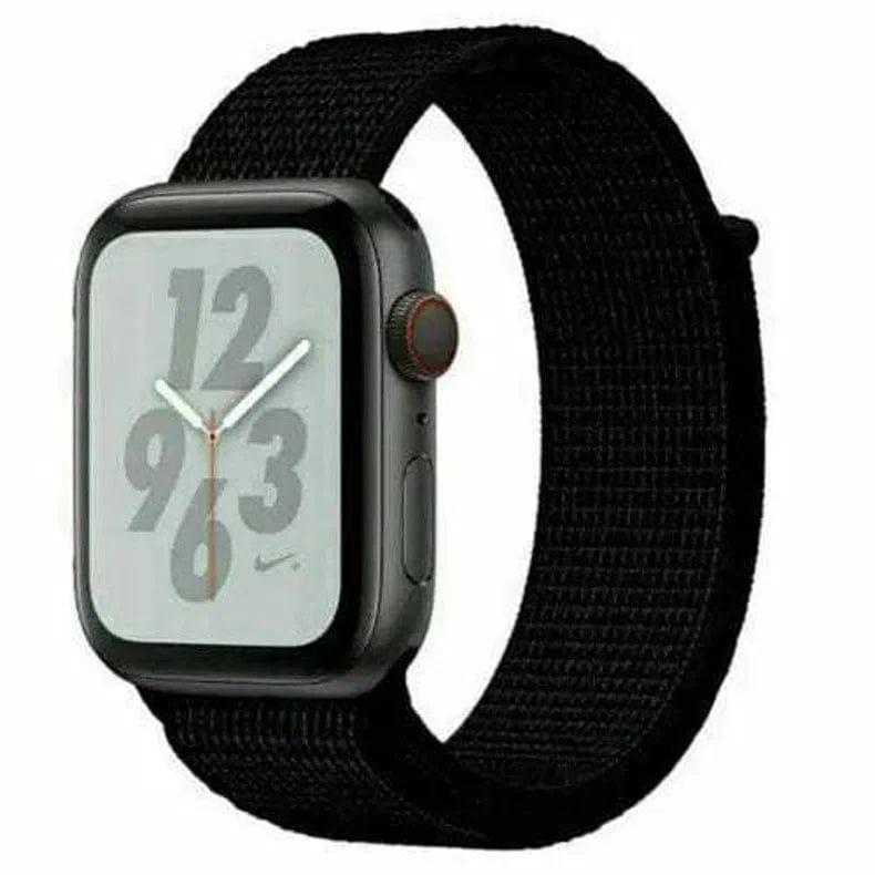 Nylon Velcro Sport Loop Watch Band for iWatch 42mm | 44mm | 45mm | Ultra 49mm | 46mm Series 10 / Full Black - Ktusu