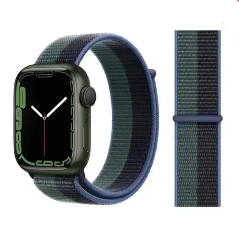 Nylon Velcro Sport Loop Watch Band for iWatch 42mm | 44mm | 45mm | Ultra 49mm | 46mm Series 10 / Green Deep Purple - Ktusu