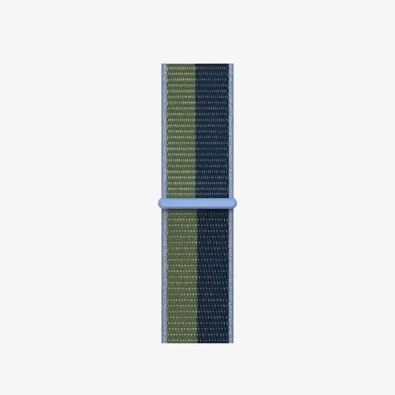 Nylon Velcro Sport Loop Watch Band for iWatch 42mm | 44mm | 45mm | Ultra 49mm | 46mm Series 10 / Green Midnight Blue - Ktusu