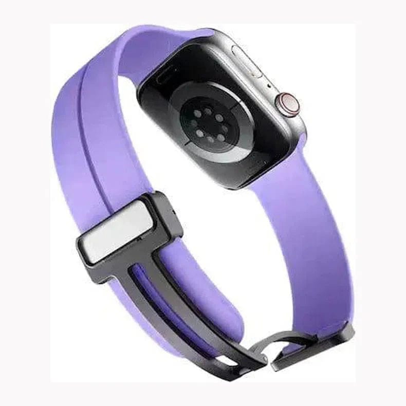 Magnetic D-Buckle Silicone Watch Band for iWatch 42mm | 44mm | 45mm | Ultra 49mm | 46mm Series 10 / Lavender - Ktusu