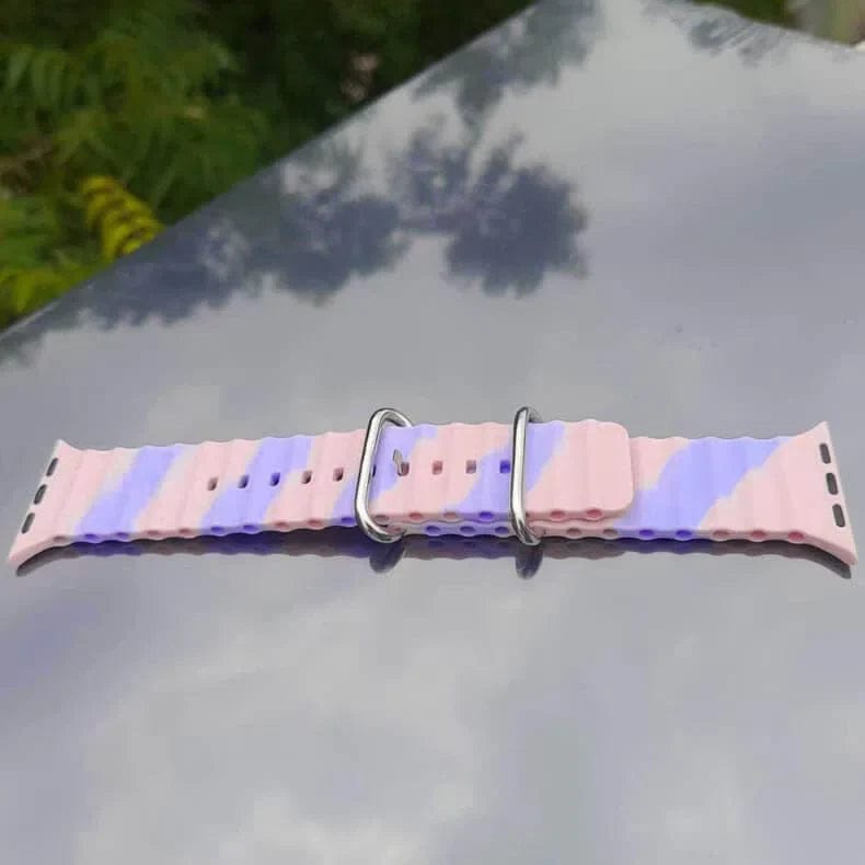 Dual Shade Ocean Silicone Soft Watch Band for iWatch 42mm | 44mm | 45mm | Ultra 49mm | 46mm Series 10 / Lavender Peach - Ktusu