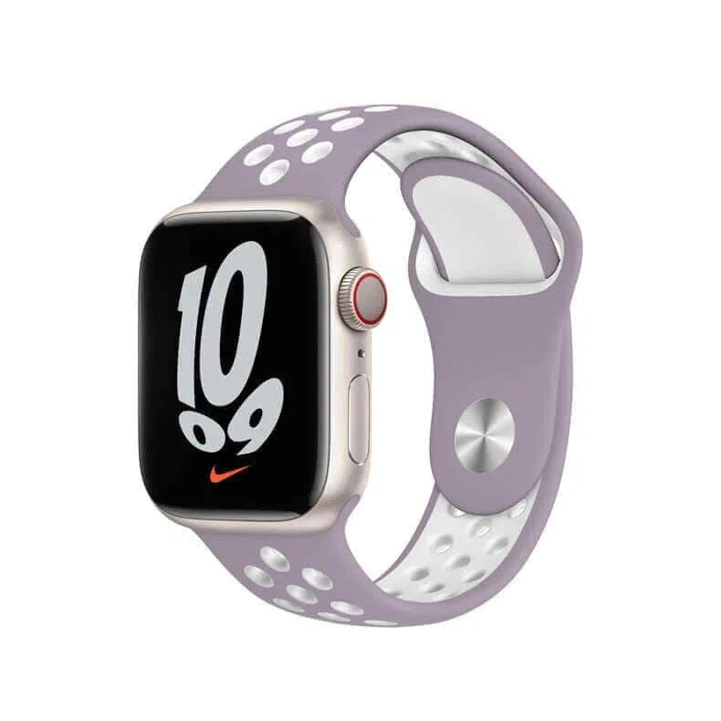 Nike Silicone Soft Watch Band for iWatch 42mm | 44mm | 45mm | Ultra 49mm | 46mm Series 10 / Light Purple White - Ktusu