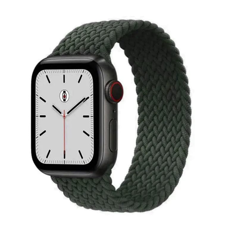 Braided Solo Elastic Sport Loop Watch Band for iWatch 42mm | 44mm | 45mm | Ultra 49mm | 46mm Series 10 - Medium / Army Green - Ktusu