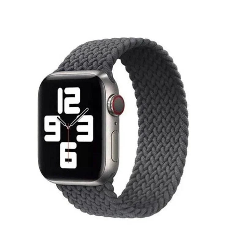 Braided Solo Elastic Sport Loop Watch Band for iWatch 42mm | 44mm | 45mm | Ultra 49mm | 46mm Series 10 - Medium / Dark Grey - Ktusu