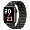 Braided Solo Elastic Sport Loop Watch Band for iWatch 42mm | 44mm | 45mm | Ultra 49mm | 46mm Series 10 - Medium / Green Black - Ktusu