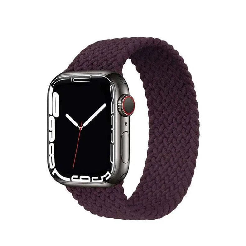 Braided Solo Elastic Sport Loop Watch Band for iWatch 42mm | 44mm | 45mm | Ultra 49mm | 46mm Series 10 - Medium / Wine - Ktusu