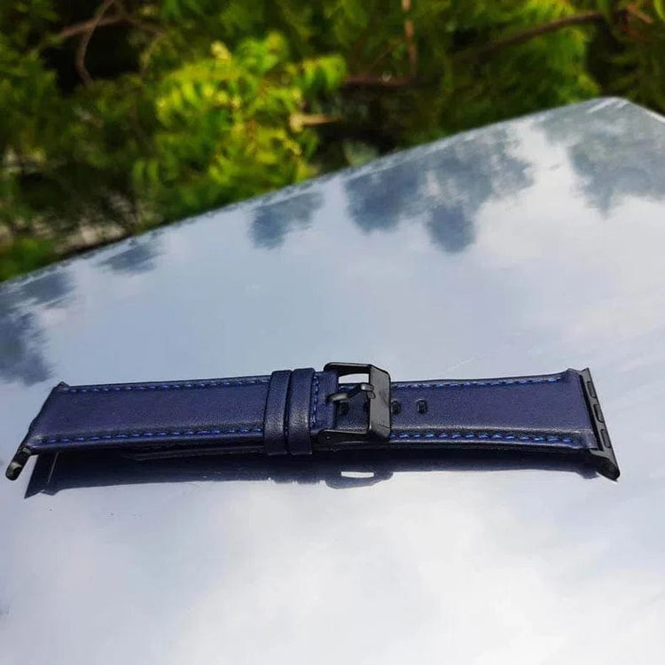 Classic Leather Texture Watch Band for iWatch 42mm | 44mm | 45mm | Ultra 49mm | 46mm Series 10 / Midnight Blue - Ktusu