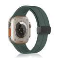 Magnetic D-Buckle Silicone Watch Band for iWatch 42mm | 44mm | 45mm | Ultra 49mm | 46mm Series 10 / Midnight Green - Ktusu