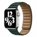 Leather Texture Magnetic Link Watch Band for iWatch 42mm | 44mm | 45mm | Ultra 49mm | 46mm Series 10 / Midnight Green - Ktusu