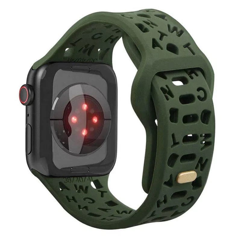 Soft Silicone Alphabetic Watch Band for iWatch 42mm | 44mm | 45mm | Ultra 49mm | 46mm Series 10 / Midnight Green - Ktusu