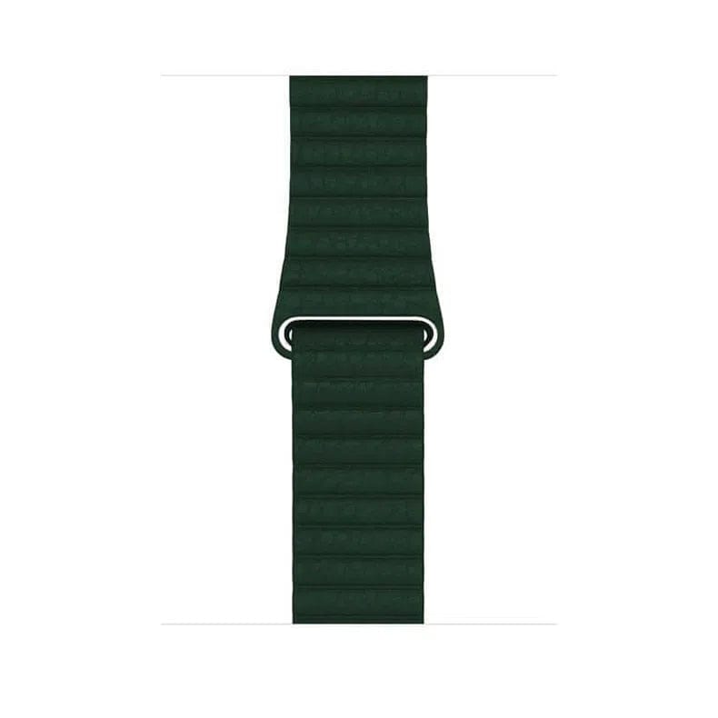 Leather Texture Magnetic Loop Watch Band for iWatch 42mm | 44mm | 45mm | Ultra 49mm | 46mm Series 10 / Midnight Green - Ktusu