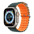 Dual Color Ocean Silicone Soft Sport Watch Band for iWatch 42mm | 44mm | 45mm | Ultra 49mm | 46mm Series 10 / Midnight Green Orange - Ktusu