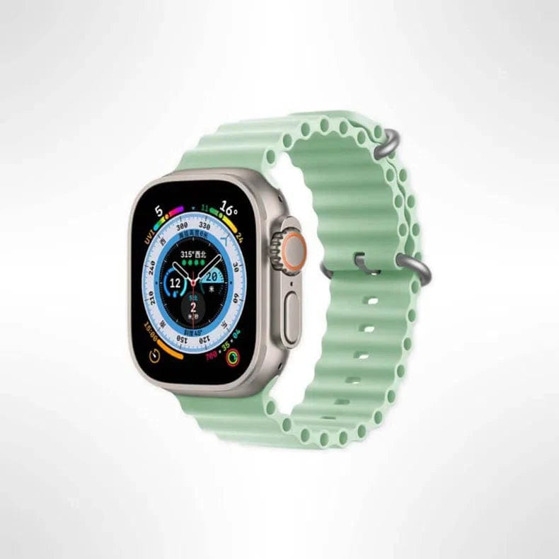 Ocean Silicone Soft Sport Watch Band for iWatch 42mm | 44mm | 45mm | Ultra 49mm | 46mm Series 10 / Mint Green - Ktusu