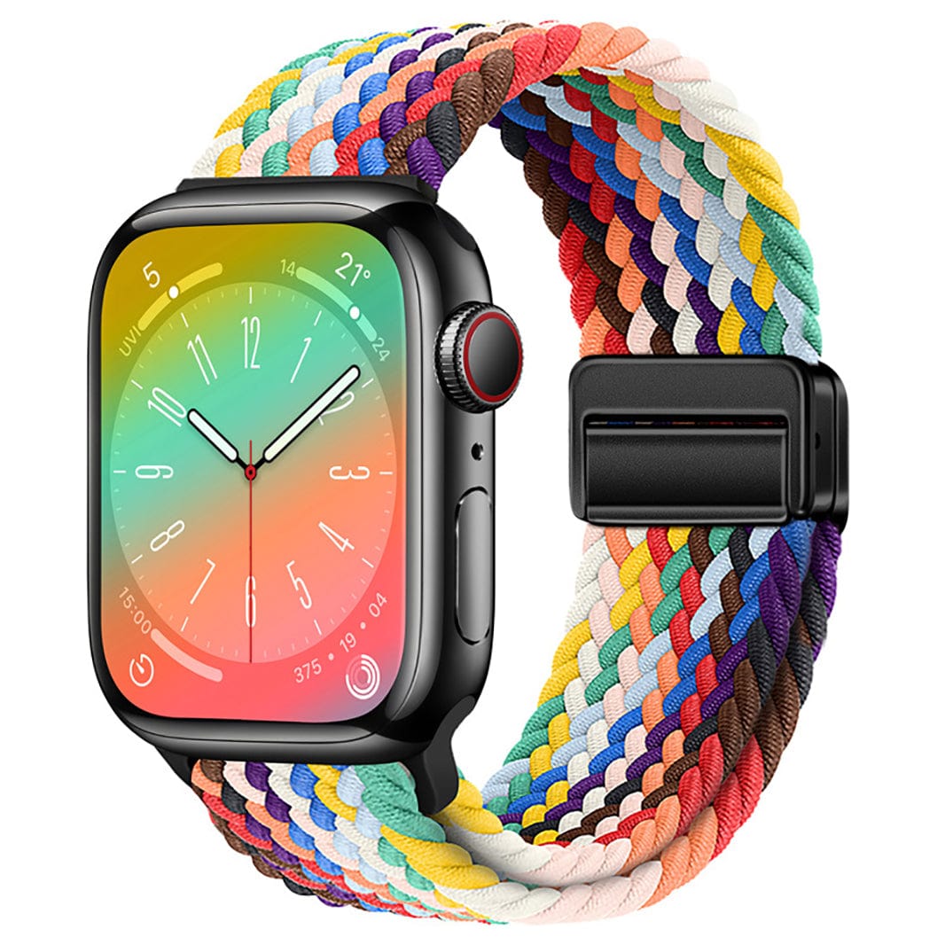 Braided Adjuctable Magnetic Buckle Elastic Sport Watch Band for Apple Watch 42mm | 44mm | 45mm | Ultra 49mm | 46mm Series 10 / Multicolor / Multicolor - Ktusu