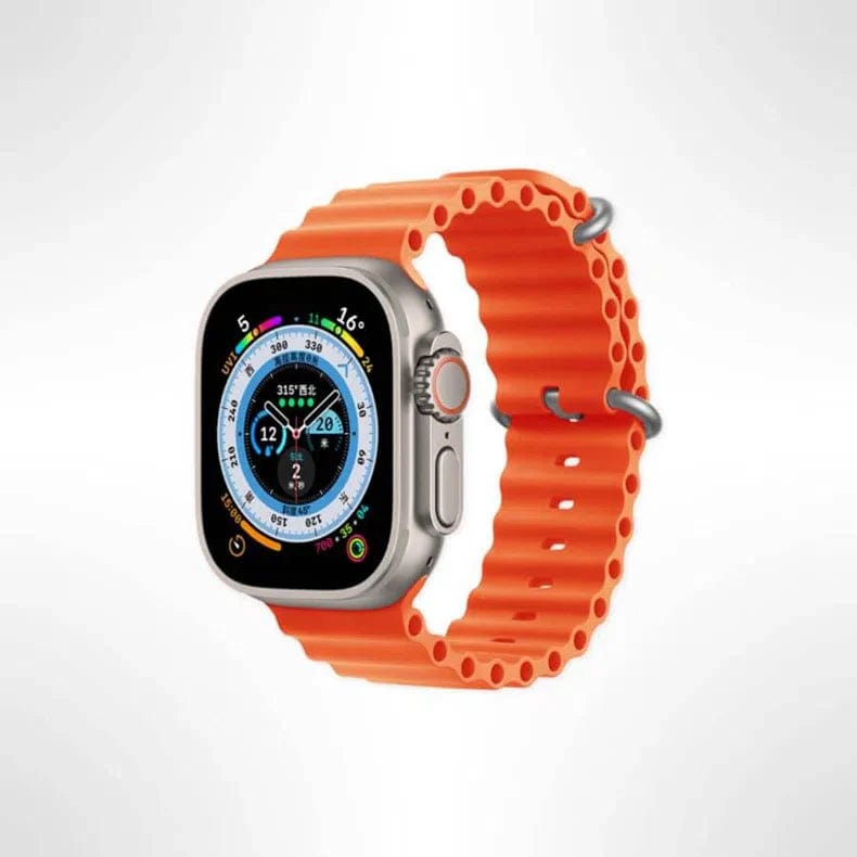 Ocean Silicone Soft Sport Watch Band for iWatch 42mm | 44mm | 45mm | Ultra 49mm | 46mm Series 10 / Orange - Ktusu