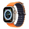 Dual Color Ocean Silicone Soft Sport Watch Band for iWatch 42mm | 44mm | 45mm | Ultra 49mm | 46mm Series 10 / Orange Midnight Blue - Ktusu