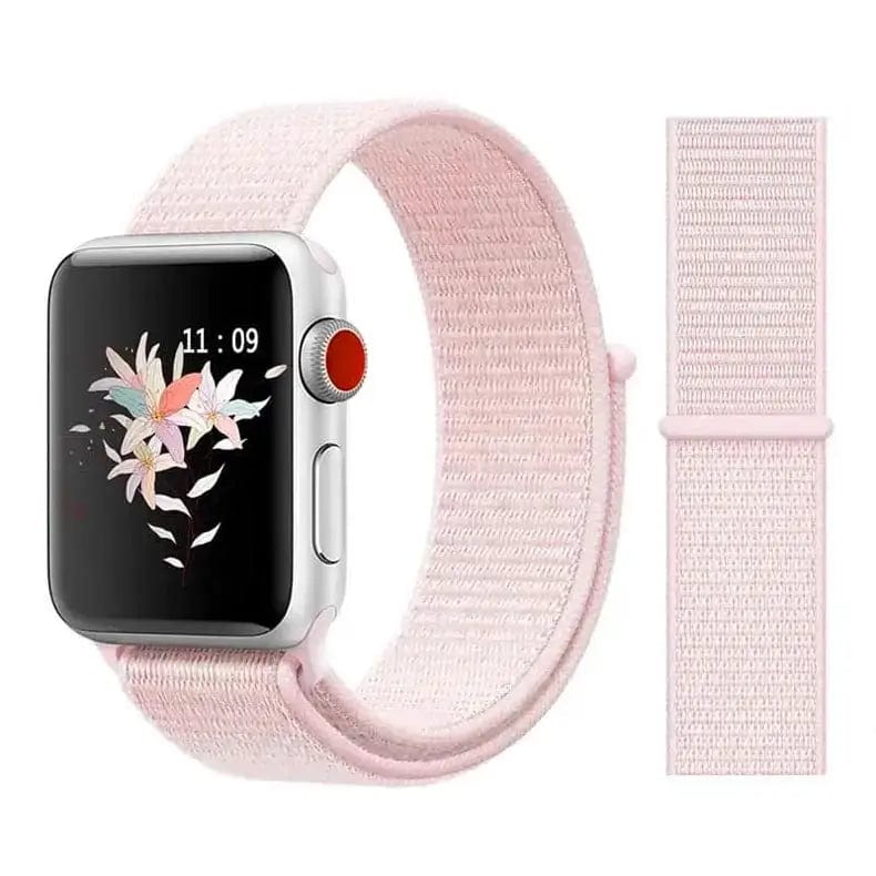 Nylon Velcro Sport Loop Watch Band for iWatch 42mm | 44mm | 45mm | Ultra 49mm | 46mm Series 10 / Pearl Pink - Ktusu