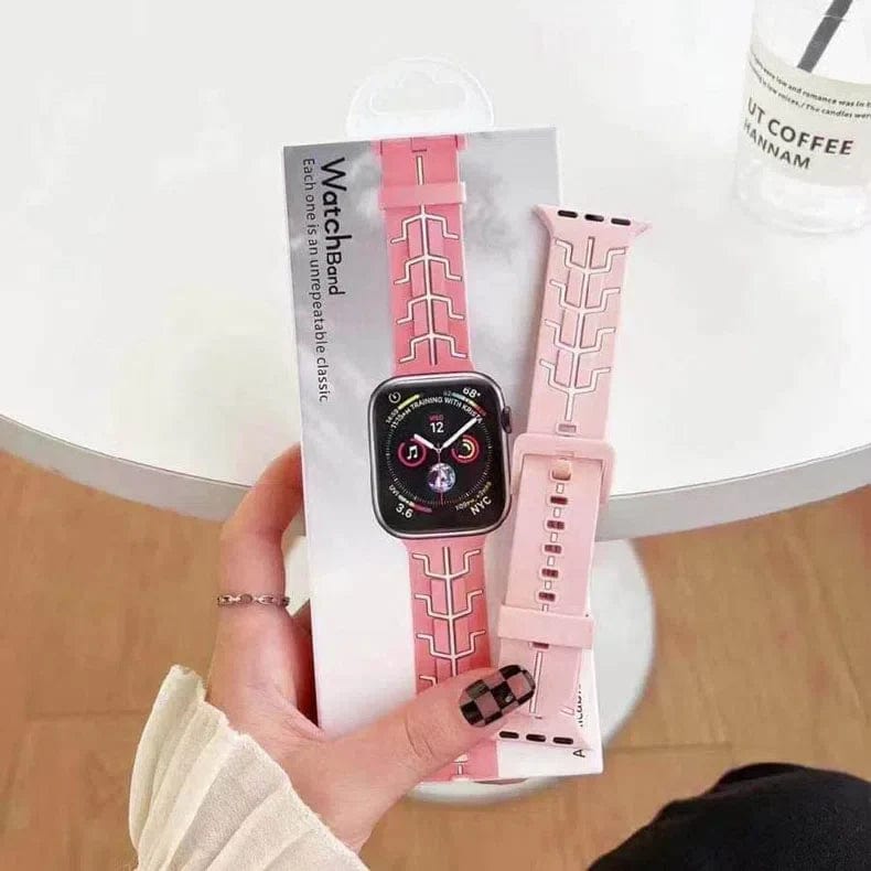 Tron Series Silicone Sport Watch Band for iWatch 42mm | 44mm | 45mm | Ultra 49mm | 46mm Series 10 / Pink - Ktusu