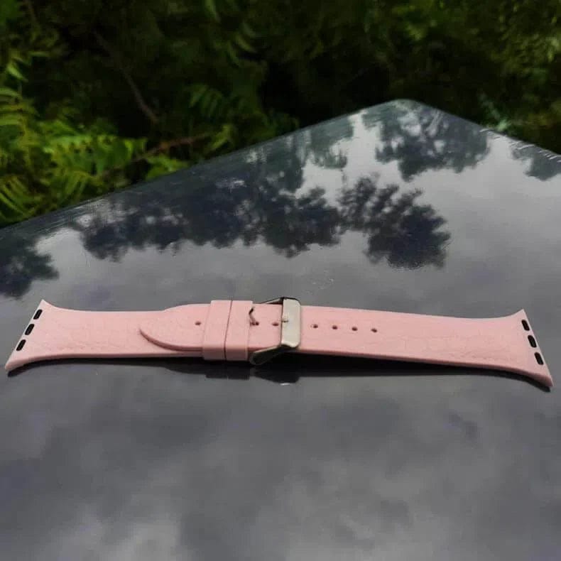 Crocodile Texture Silicone Soft Watch Band for iWatch 42mm | 44mm | 45mm | Ultra 49mm | 46mm Series 10 / Pink Sand - Ktusu