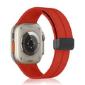 Magnetic D-Buckle Silicone Watch Band for iWatch 42mm | 44mm | 45mm | Ultra 49mm | 46mm Series 10 / Red - Ktusu