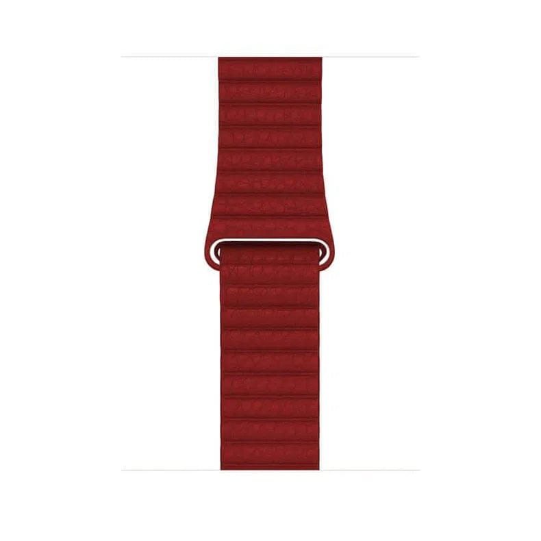 Leather Texture Magnetic Loop Watch Band for iWatch 42mm | 44mm | 45mm | Ultra 49mm | 46mm Series 10 / Red - Ktusu